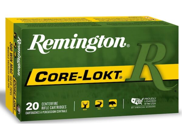 Remington Core-Lokt Ammunition 300 Winchester Magnum 150 Grain Core-Lokt Pointed Soft Point Box of 20 For Sale