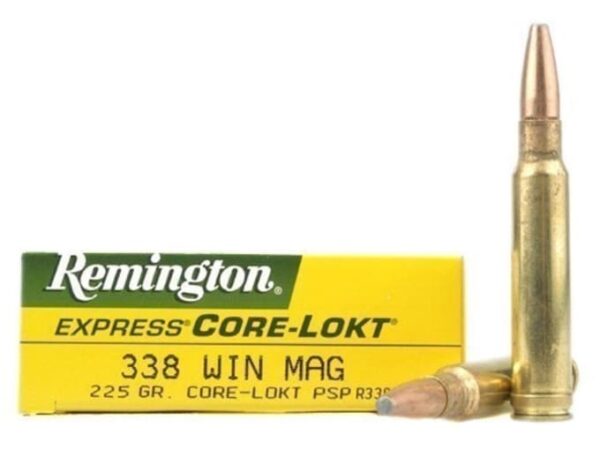Remington Core-Lokt Ammunition 338 Winchester Magnum 225 Grain Core-Lokt Pointed Soft Point Box of 20 For Sale