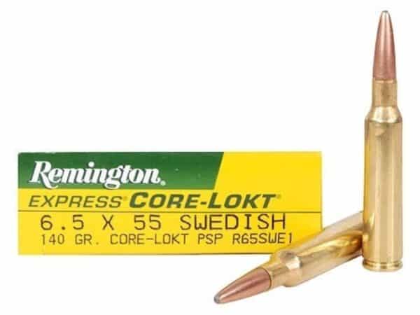 Remington Core-Lokt Ammunition 6.5x55mm Swedish Mauser 140 Grain Core-Lokt Pointed Soft Point Box of 20 For Sale