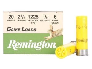 Remington Game Load Ammunition 20 Gauge 2-3/4" 7/8 oz #6 Shot Box of 25 For Sale