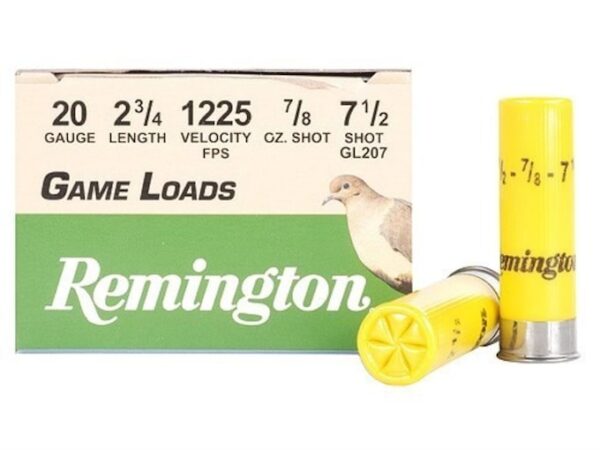 Remington Game Load Ammunition 20 Gauge 2-3/4" 7/8 oz #7-1/2 Shot Box of 25 For Sale