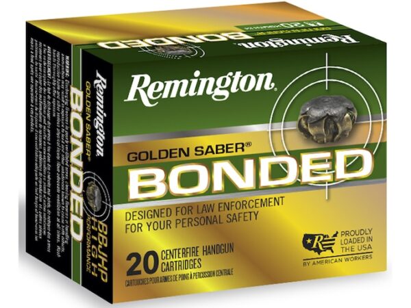 Remington Golden Saber Bonded Ammunition 40 S&W 180 Grain Jacketed Hollow Point Box of 20 For Sale