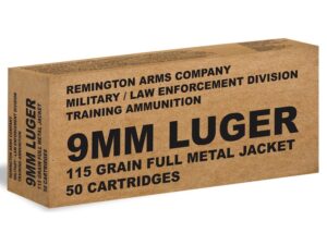 Remington Military/Law Enforcement Training Ammunition 9mm Luger 115 Grain Full Metal Jacket For Sale