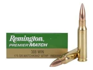 Remington Premier Match Ammunition 308 Winchester 175 Grain Sierra MatchKing Hollow Point Box of 20 For Sale