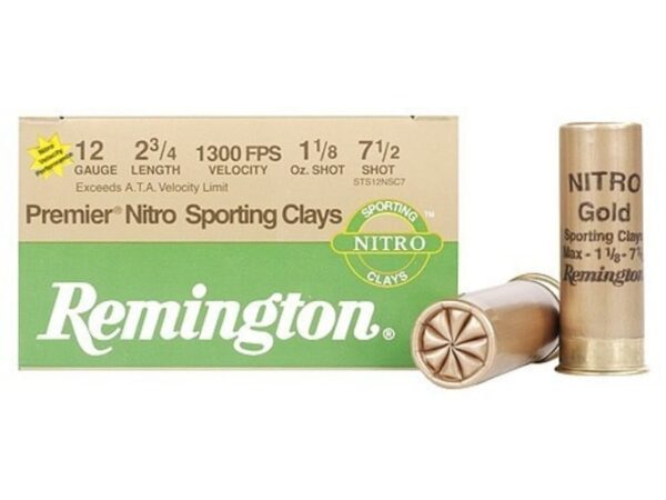 Remington Premier Nitro Gold Sporting Clays Target Ammunition 12 Gauge 2-3/4" 1-1/8 oz #7-1/2 Shot High Velocity For Sale