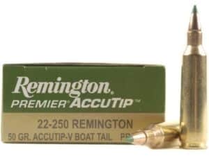 Remington Premier Varmint Ammunition 22-250 Remington 50 Grain AccuTip Boat Tail For Sale
