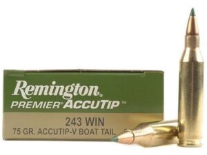 Remington Premier Varmint Ammunition 243 Winchester 75 Grain AccuTip Boat Tail Box of 20 For Sale