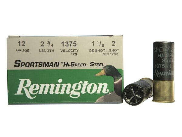 Remington Sportsman Hi-Speed Ammunition 12 Gauge 2-3/4" 1-1/8 oz #2 Non-Toxic Steel Shot For Sale