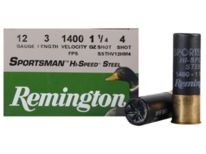 Remington Sportsman Hi-Speed Ammunition 12 Gauge 3" 1-1/4 oz #4 Non-Toxic Steel Shot For Sale