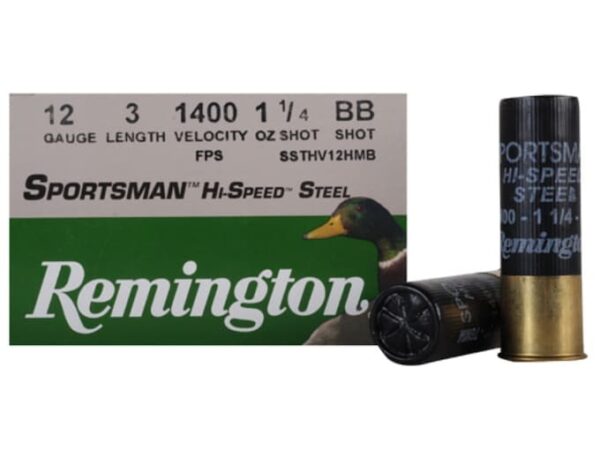 Remington Sportsman Hi-Speed Ammunition 12 Gauge 3" 1-1/4 oz BB Non-Toxic Steel Shot For Sale
