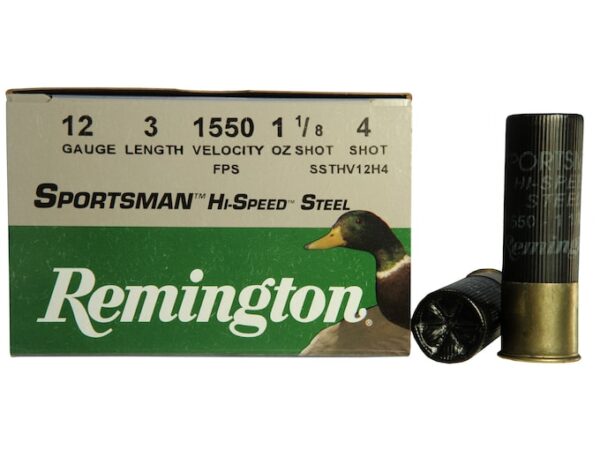 Remington Sportsman Hi-Speed Ammunition 12 Gauge 3" 1-1/8 oz #4 Non-Toxic Steel Shot For Sale