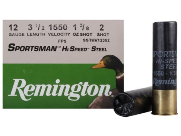 Remington Sportsman Hi-Speed Ammunition 12 Gauge 3-1/2" 1-3/8 oz #2 Non-Toxic Steel Shot For Sale