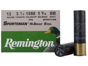 Remington Sportsman Hi-Speed Ammunition 12 Gauge 3-1/2" 1-3/8 oz BB Non-Toxic Steel Shot For Sale