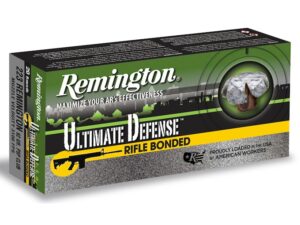 Remington Ultimate Defense Ammunition 223 Remington 62 Grain Core-Lokt Ultra Bonded Bonded Pointed Soft Point Box of 20 For Sale