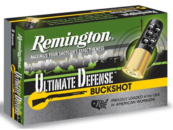 Remington Ultimate Defense Buckshot Ammunition 12 Gauge 3" Reduced Recoil 00 Buckshot 15 Pellets Box of 5 For Sale