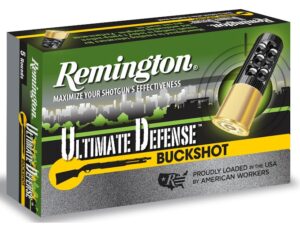 Remington Ultimate Defense Buckshot Ammunition 12 Gauge 3" Reduced Recoil #4 Buckshot 41 Pellets Box of 5 For Sale