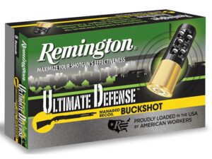 Remington Ultimate Defense Buckshot Ammunition 20 Gauge 2-3/4" Reduced Recoil #3 Buckshot 17 Pellets Box of 5