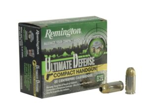Remington Ultimate Defense Compact Handgun Ammunition 380 ACP 102 Grain Brass Jacketed Hollow Point For Sale