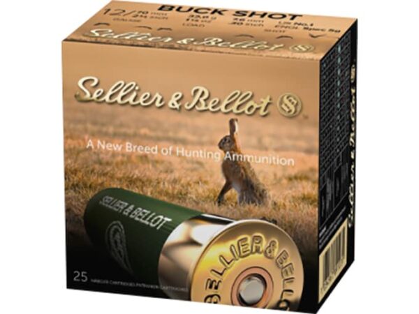 Sellier & Bellot Ammunition 12 Gauge 2-3/4" #1 Buckshot 12 Pellets For Sale