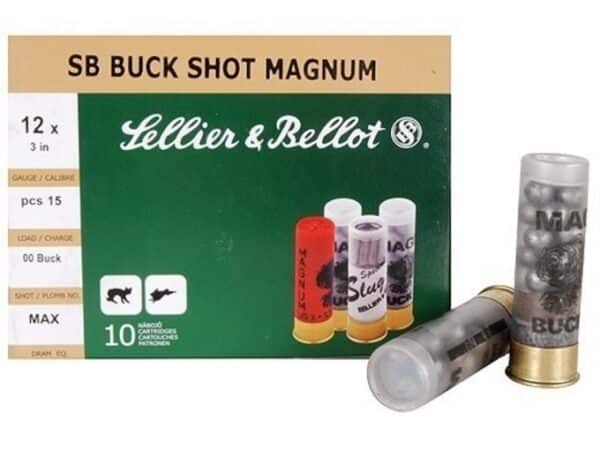 Sellier & Bellot Ammunition 12 Gauge 3" 00 Buckshot 15 Pellets Box of 10 For Sale