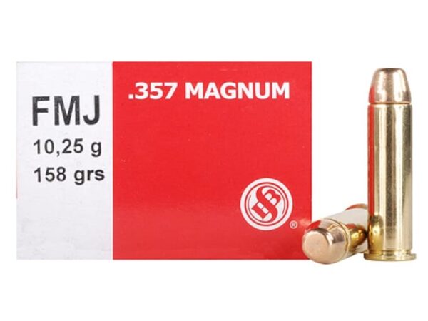 Sellier & Bellot Ammunition 357 Magnum 158 Grain Full Metal Jacket Box of 50 For Sale