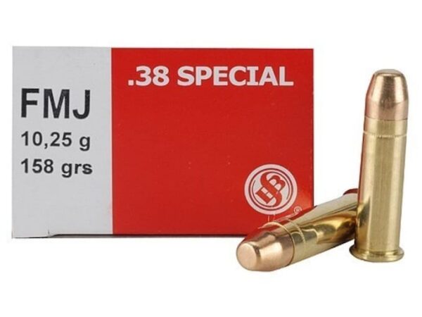 Sellier & Bellot Ammunition 38 Special 158 Grain Full Metal Jacket Box of 50 For Sale