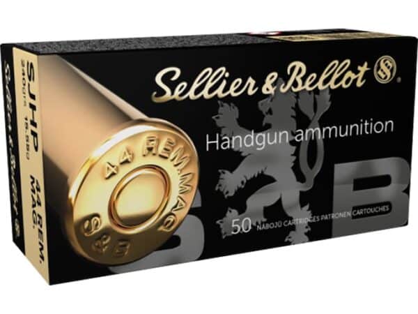 Sellier & Bellot Ammunition 44 Remington Magnum 240 Grain Semi-Jacket Hollow Point Box of 50 For Sale