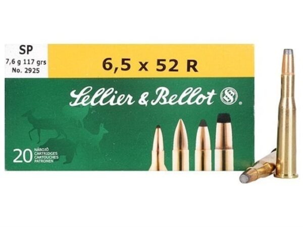 Sellier & Bellot Ammunition 6.5x52mm Rimmed 117 Grain Soft Point Box of 20 For Sale