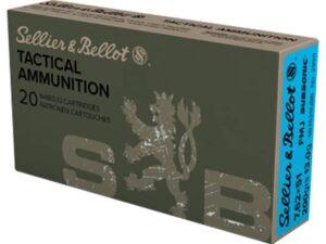 Sellier & Bellot Ammunition 7.62x51mm NATO Subsonic 200 Grain Full Metal Jacket Box of 20 For Sale