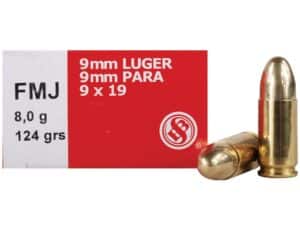 Sellier & Bellot Ammunition 9mm Luger 124 Grain Full Metal Jacket Box of 50 For Sale