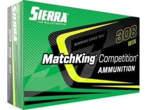 Sierra MatchKing Competition Ammunition 308 Winchester 168 Grain Hollow Point Boat Tail Box of 20 For Sale