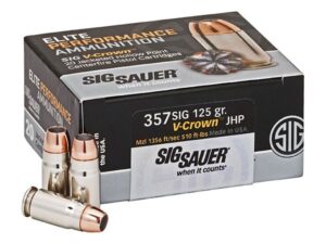 Sig Sauer Elite Performance Ammunition 357 Sig 125 Grain V-Crown Jacketed Hollow Point Box of 20 For Sale