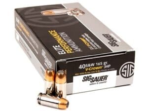 Sig Sauer Elite Performance Ammunition 40 S&W 165 Grain V-Crown Jacketed Hollow Point Box of 50 For Sale