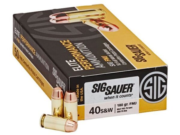 Sig Sauer Elite Performance Ammunition 40 S&W 180 Grain Full Metal Jacket For Sale