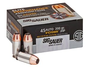 Sig Sauer Elite Performance Ammunition 45 ACP 200 Grain V-Crown Jacketed Hollow Point For Sale
