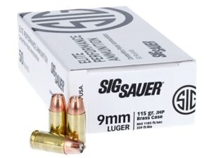 Sig Sauer Elite Performance Ammunition 9mm Luger 115 Grain Jacketed Hollow Point Box of 50 For Sale