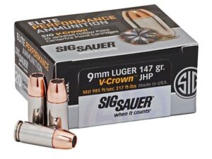 Sig Sauer Elite Performance Ammunition 9mm Luger 147 Grain V-Crown Jacketed Hollow Point For Sale