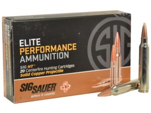 Sig Sauer Elite Performance Hunting HT Ammunition 300 Winchester Magnum 165 Grain Solid Copper Lead-Free Expanding Box of 20 For Sale