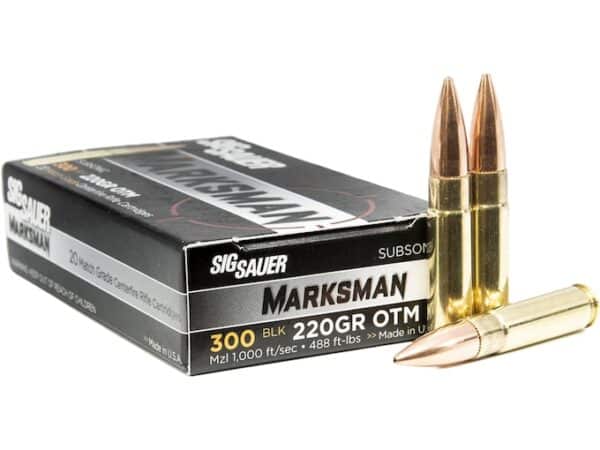 Sig Sauer Elite Performance Match Grade Ammunition 300 AAC Blackout Subsonic 220 Grain Open Tip Match For Sale