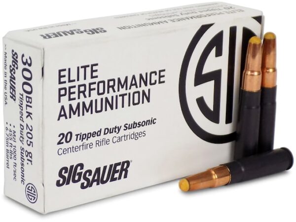 Sig Sauer Elite Performance Short Barrel Ammunition 300 AAC Blackout 205 Grain Polymer Tip Box of 20 For Sale