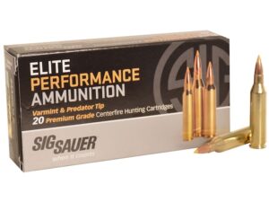 Sig Sauer Elite Performance Varmint and Predator Ammunition 243 Winchester 55 Grain Polymer Tip Box of 20 For Sale