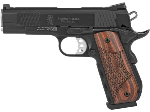 Smith & Wesson 1911SC E-Series Semi-Automatic Pistol 45 ACP 4.25″ Barrel 8-Round Black Wood Grips For Sale