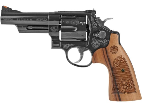 Smith & Wesson Model 29 Revolver 44 Remington Magnum 4″ Barrel 6-Round Engraved Blued Wood For Sale