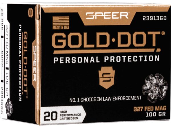 500 Rounds of Speer Gold Dot Ammunition 327 Federal Magnum 100 Grain Jacketed Hollow Point For Sale