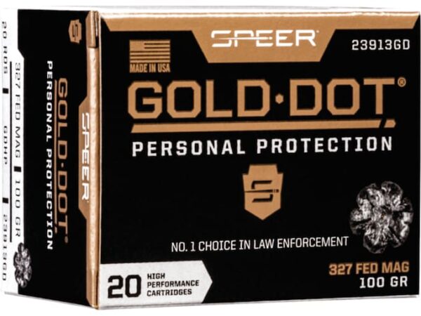 Speer Gold Dot Ammunition 327 Federal Magnum 100 Grain Jacketed Hollow Point For Sale