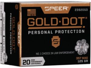 Speer Gold Dot Ammunition 357 Magnum 125 Grain Jacketed Hollow Point Box of 20 For Sale