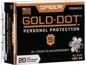 Speer Gold Dot Ammunition 40 S&W 180 Grain Jacketed Hollow Point Box of 20 For Sale