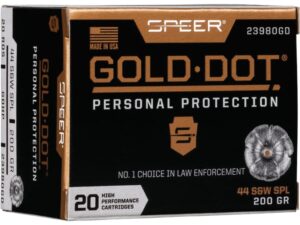 Speer Gold Dot Ammunition 44 Special 200 Grain Jacketed Hollow Point Box of 20 For Sale