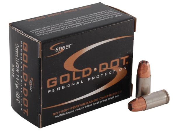 Speer Gold Dot Ammunition 9mm Luger 147 Grain Jacketed Hollow Point For Sale