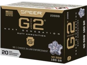Speer Gold Dot G2 Ammunition 40 S&W 180 Grain Jacketed Hollow Point Box of 20 For Sale